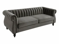 Vente-unique Sofá Chesterfield de 3 plazas de terciopelo antracita TRUMBO