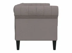 Clicnbuy Sofá Chesterfield de 2 plazas tela gris taupe