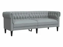 vidaxl Sofá Chesterfield de 3 plazas tela claro