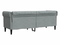 vidaxl Sofá Chesterfield de 3 plazas tela claro