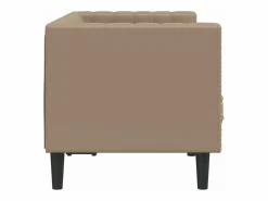 Clicnbuy Sofá Chesterfield de 2 plazas cuero artificial marrón capuchino