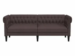 Clicnbuy Sofá Chesterfield de 3 plazas tela marrón oscuro