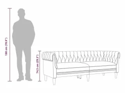 Sale Sofá Chesterfield de 3 plazas lino Sofá Relax