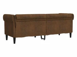 Online vidaxl Sofá Chesterfield de 3 plazas tela marrón Marru00f3n