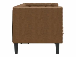 Discount Sofá Chesterfield de 2 plazas piel de ante sintético marrón Sofás Chesterfield