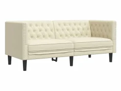 Outlet Clicnbuy Sofá Chesterfield de 2 plazas cuero artificial blanco Crema