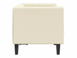 Outlet Clicnbuy Sofá Chesterfield de 2 plazas cuero artificial blanco Crema