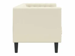 Clearance Sofá Chesterfield de 3 plazas cuero artificial blanco Sofás Chesterfield|Sofás De Piel Sintética