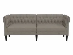vidaxl Sofá Chesterfield de 3 plazas tela gris taupe