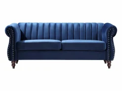 Best Sofá chesterfield de 3 plazas de terciopelo Azul real TRUMBO Sofá De Terciopelo|Sofás Chesterfield