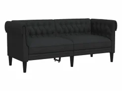 Clearance vidaxl Sofá Chesterfield de 2 plazas tela Negro
