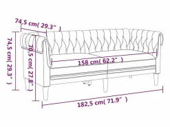 Clearance vidaxl Sofá Chesterfield de 2 plazas tela Negro