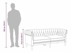 Clearance vidaxl Sofá Chesterfield de 2 plazas tela Negro