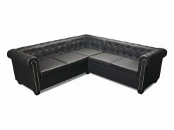 Clicnbuy Sofá Chesterfield de esquina 5 plazas de cuero artificial