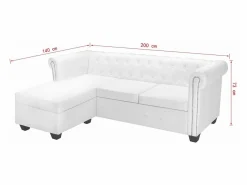 Clicnbuy Sofá Chesterfield en forma de L cuero sintético