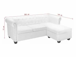 Outlet Sofá Chesterfield en forma L cuero artificial Sofás Chesterfield