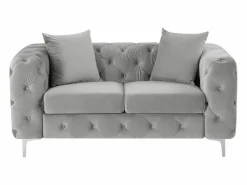 Best Vente-unique Sofá chéster de 2 plazas en terciopelo y patas de metal EDWINA Gris claro
