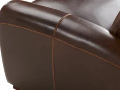 LINEA SOFA Sofá club 2 plazas piel envejecida color marrón BAUDOIN