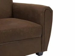 Best Vente-unique Sofá club de 3 plazas VICTORY III en microfibra con efecto cuero envejecido Marru00f3n