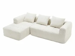 Hot Sofá cónvertible de esquina en tejido Chenille - 3 plazas - con 3 cojines - - 250x158x60cm Sofá Rinconera