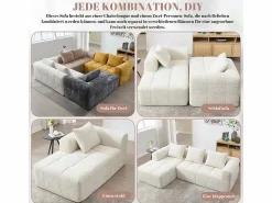 Hot Sofá cónvertible de esquina en tejido Chenille - 3 plazas - con 3 cojines - - 250x158x60cm Sofá Rinconera