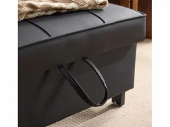 Clearance Sofá compacto extensible compacto móvil pies de plástico ideal para espacios pequeños madera y metal Negro