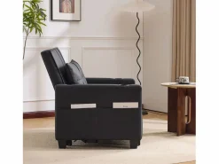 Clearance Sofá compacto extensible compacto móvil pies de plástico ideal para espacios pequeños madera y metal Negro
