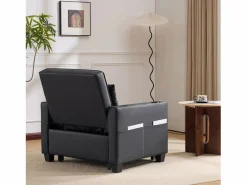 Clearance Sofá compacto extensible compacto móvil pies de plástico ideal para espacios pequeños madera y metal Negro