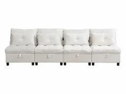 Clearance Sofá componible Diseno modular Movimiento facil Cajones ocultos bajo asiento Confort ortopedico Chenilla Beige