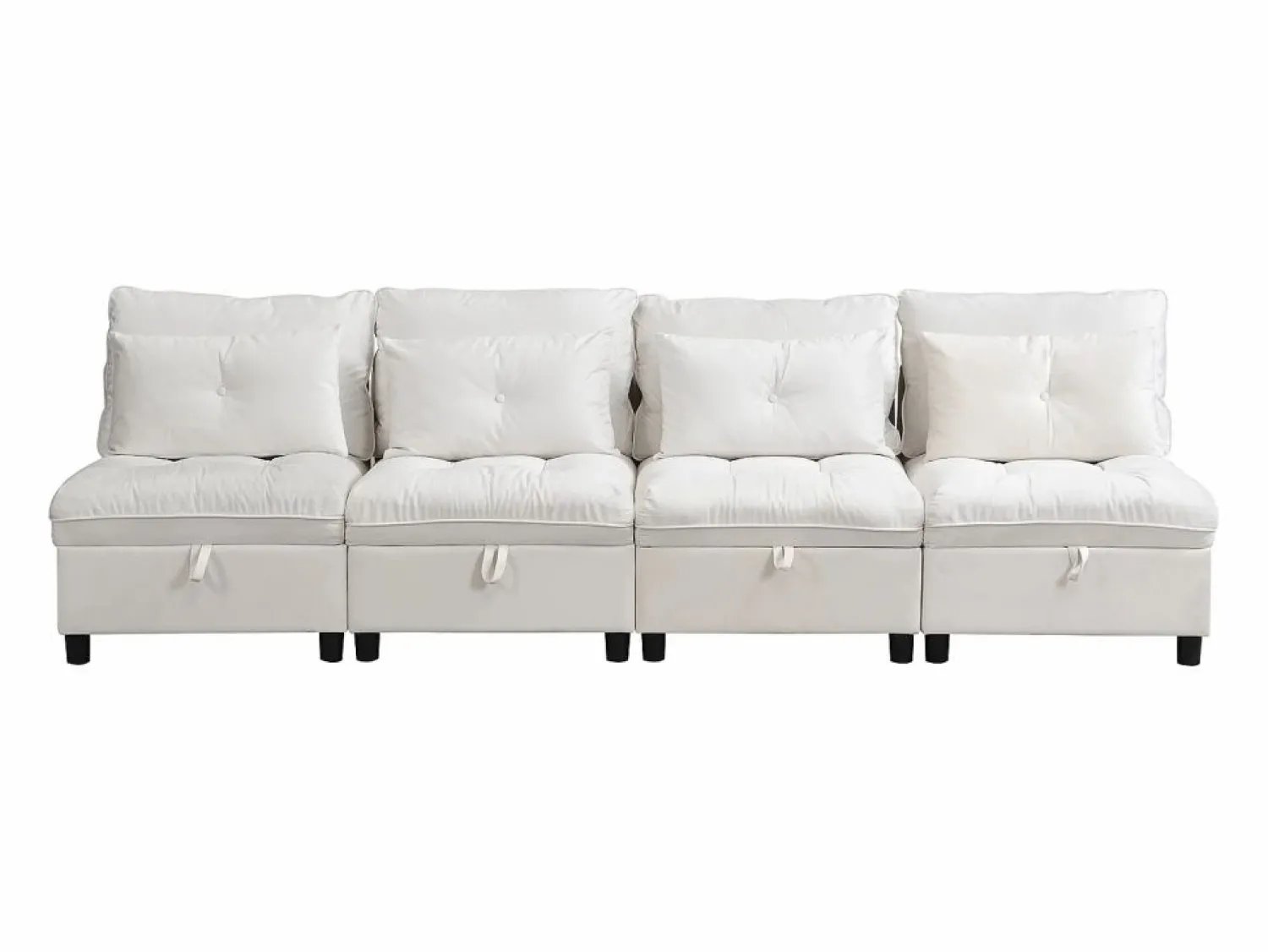 Clearance Sofá componible Diseno modular Movimiento facil Cajones ocultos bajo asiento Confort ortopedico Chenilla Beige