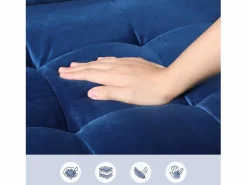 Clearance DripeX Sofá con 2 escandinavos 2 asientos, mini sofá de sillón en terciopelo de loveseat, sillón de sala de estar con reposabrazos, 121x77x87cm - Azul