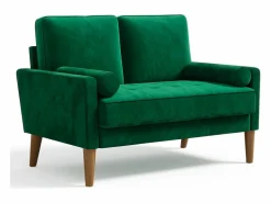Outlet Sofá con 2 escandinavos 2 asientos, mini sofá de brazo enrollado en terciopelo de loveseat, sillón de sala de estar con reposabrazos, 121x77x87cm - Sofá Escandinavo|Sofá De Terciopelo