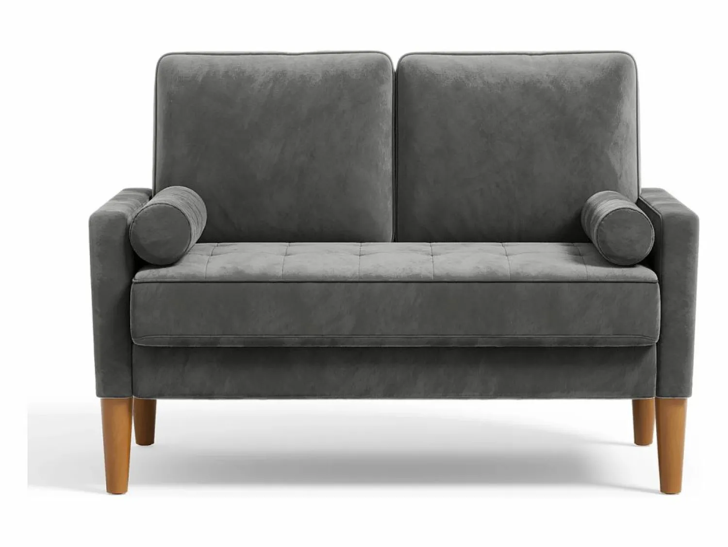 Sofá con 2 escandinavos 2 plazas, mini sofá de brazo enrollado en terciopelo de loveseat, sillón de sala de estar con reposabrazos, 121x77x87cm - Todos Los Sofás|Sofá Escandinavo