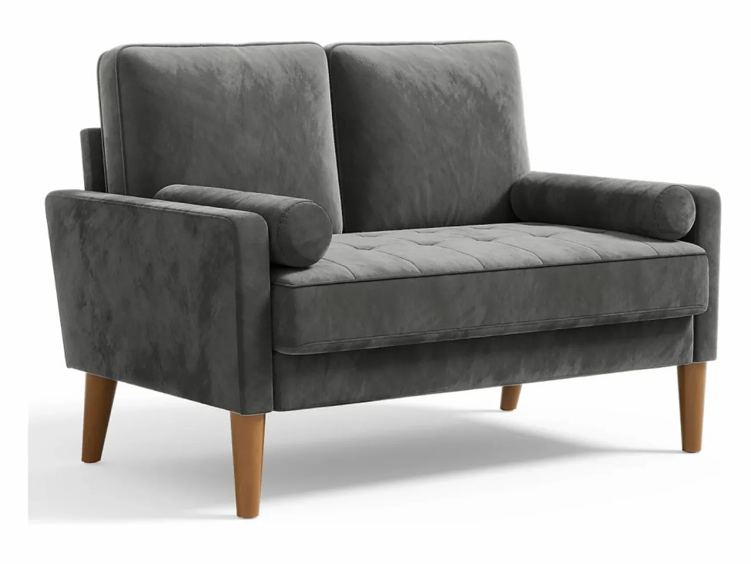 Sofá con 2 escandinavos 2 plazas, mini sofá de brazo enrollado en terciopelo de loveseat, sillón de sala de estar con reposabrazos, 121x77x87cm - Todos Los Sofás|Sofá Escandinavo