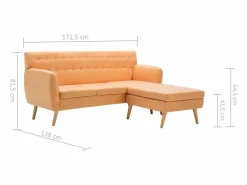 vidaxl Sofá con forma de L tapizado tela 171,5x138x81,5 cm
