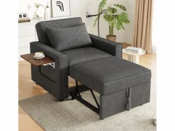 Clearance Sofá convertible con puerto USB y soporte para teléfono, respaldo ajustable - Pana oscuro Sillón Cama