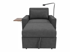 Clearance Sofá convertible con puerto USB y soporte para teléfono, respaldo ajustable - Pana oscuro Sillón Cama