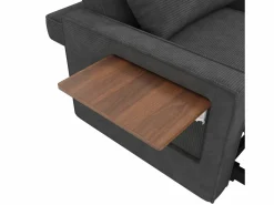 Clearance Sofá convertible con puerto USB y soporte para teléfono, respaldo ajustable - Pana oscuro Sillón Cama