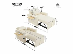 Sale Sofá convertible con puerto USB y soporte para teléfono, respaldo ajustable - Pana Sillón Cama