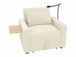 Sale Sofá convertible con puerto USB y soporte para teléfono, respaldo ajustable - Pana Sillón Cama
