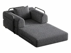OKWISH Sofá convertible con reposabrazos acolchados y bolsillos laterales, estructura de metal - Chenilla