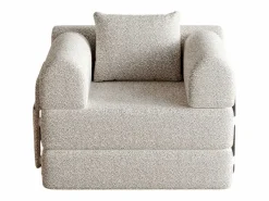 Outlet OKWISH Sofá convertible con reposabrazos acolchados y bolsillos laterales, estructura de metal - Chenilla Caqui