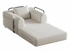 Outlet OKWISH Sofá convertible con reposabrazos acolchados y bolsillos laterales, estructura de metal - Chenilla Caqui