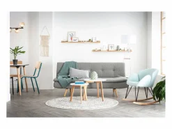 Outlet Miliboo Sofá convertible diseño escandinavo 3 plazas azul lago SENSO Verde claro