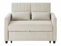 Outlet ModernLuxe Sofá convertible doble 114 x 77 x 82.5 cm - respaldo ajustable en tres niveles - tejido de algodón y lino - Beige
