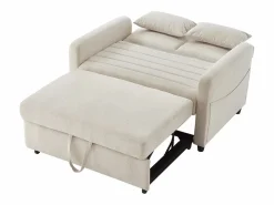 Outlet ModernLuxe Sofá convertible doble 114 x 77 x 82.5 cm - respaldo ajustable en tres niveles - tejido de algodón y lino - Beige