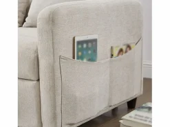 Outlet ModernLuxe Sofá convertible doble 114 x 77 x 82.5 cm - respaldo ajustable en tres niveles - tejido de algodón y lino - Beige