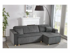 Sale Sofá convertible esquinero 4 plazas de pana COSY Sofá De Terciopelo|Sofá - 4 Plazas