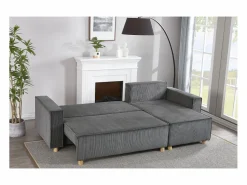 Sale Sofá convertible esquinero 4 plazas de pana COSY Sofá De Terciopelo|Sofá - 4 Plazas