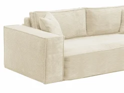 Vente-unique Sofá convertible express AMELIA de 4 plazas en pana , 160 cm, colchón viscoelástico de 13 cm